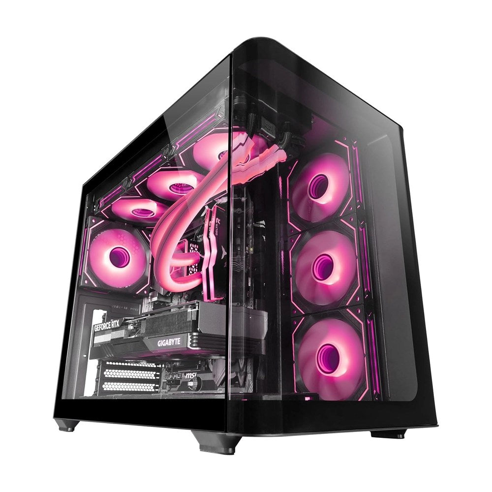 Mars, Gaming Mc-Fusion, Atx Computer Case, Continuous Tempered Glass, Rounded Edges, Full Watercooling Support, Available in Different Colors