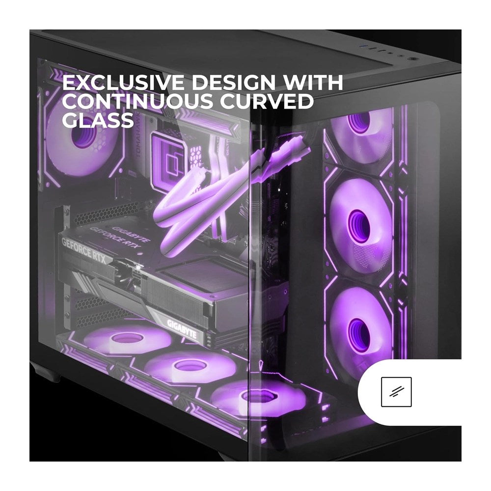 Mars, Gaming Mc-Fusion, Atx Computer Case, Continuous Tempered Glass, Rounded Edges, Full Watercooling Support, Available in Different Colors