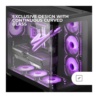 Mars, Gaming Mc-Fusion, Atx Computer Case, Continuous Tempered Glass, Rounded Edges, Full Watercooling Support, Available in Different Colors