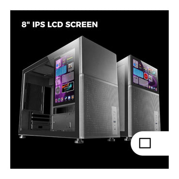 Mars, Gaming Mc-Lcd, Micro-Atx Case, 8' Ips Lcd Screen, Tempered Glass Window, Modular Panel Design, Black