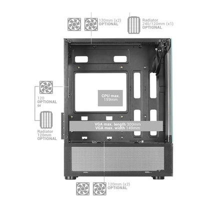 Mars, Gaming Mc-Se, Micro-Atx Case, Front & Side Frameless Glass Panel, Bottom Mesh Design, Pink