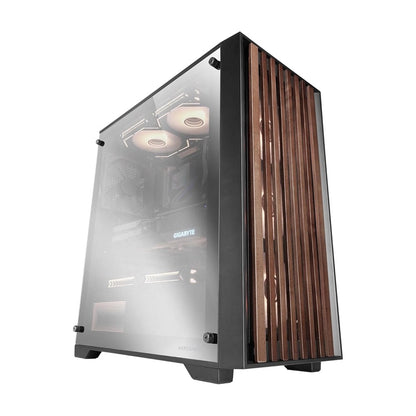 Mars, Gaming Mc-Woodc, Atx Case, Wooden Front Panel & Chromed Glass Side Window, 120Mm Fdb Rear Fan, Dual Chamber Design