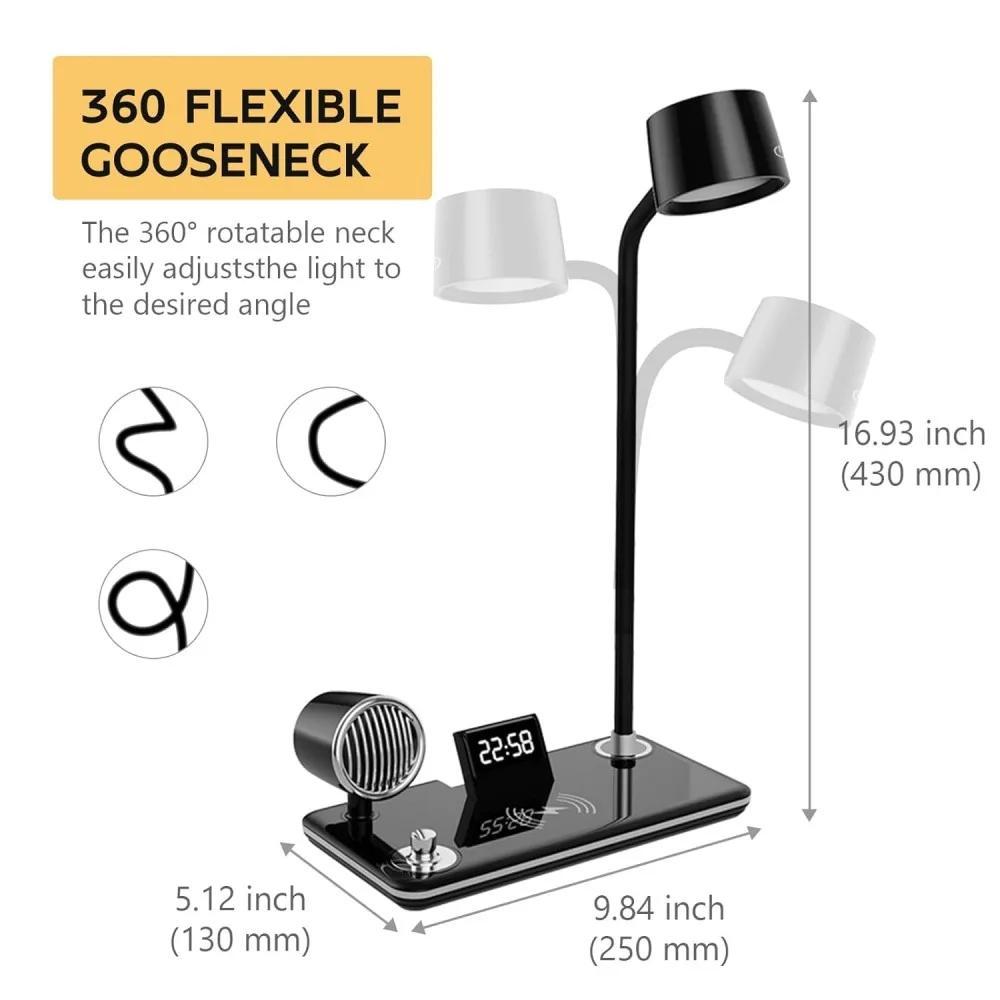MDHL, Smart Table Lamp - Multi-Function: Lighting, Audio & Charging [Black], MD-1772