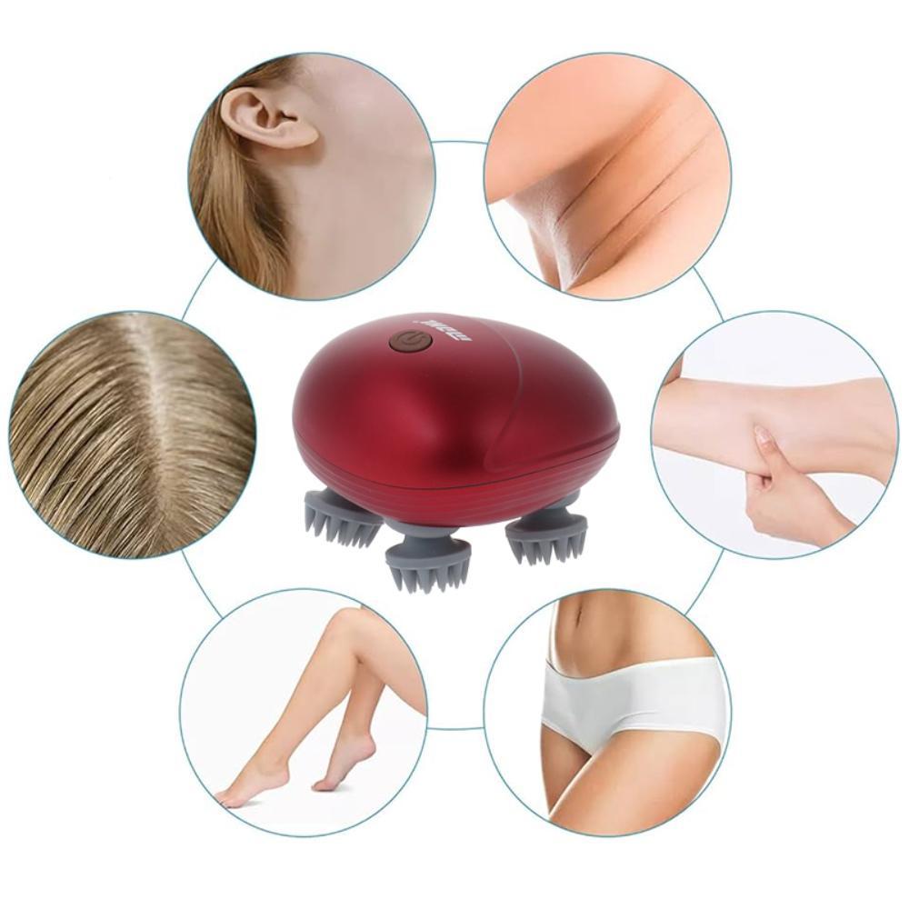 MDHL, Head Massager, 3 Modes, Rechargeable lithium battery - [Red], MD-K102