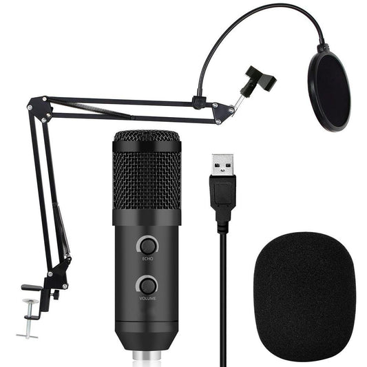 Conqueror, Cardioid Condenser Microphone USB table stand Arm Holder Pop Filter Mic For Computer Karaoke PC - BM900