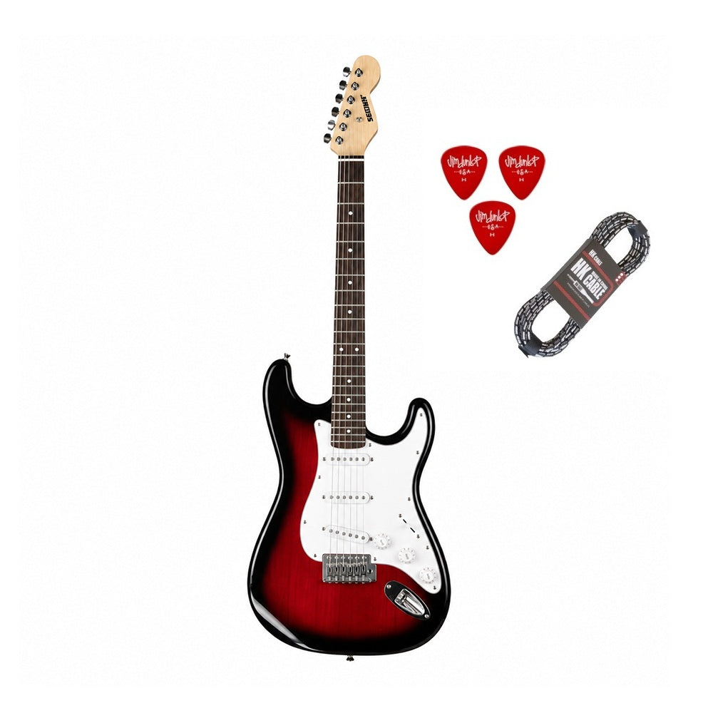 MD Selder Electric Guitar [Red-Black] + FREE [3M Jack Cable + 3 Picks], MDSEG-R-B+HK3SLB+4860JAR