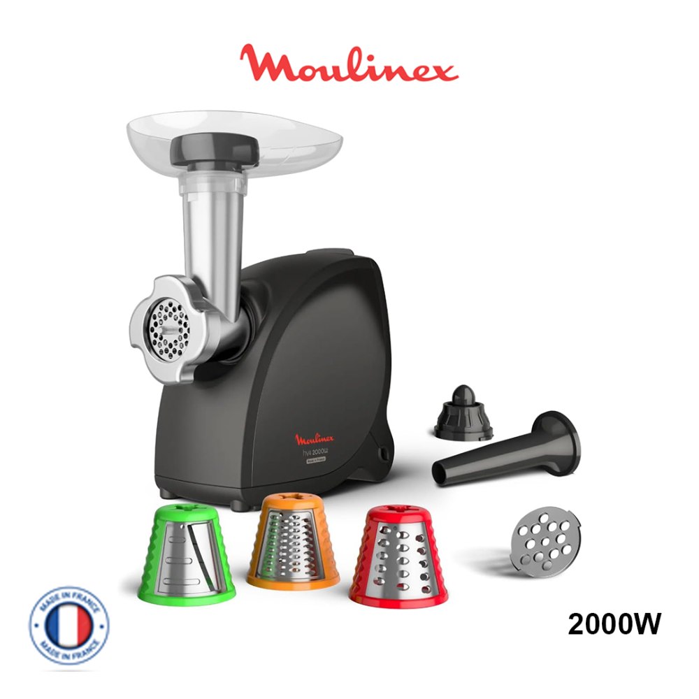 Moulinex, HV4 Successor Meat Grinder, 2000 W, Perfect Mincer up to 2.3 kg/min, Versatility, Vegetable Chopper, Sausage and Kebbe, Handle, Durable Performance, Made in France ME472832