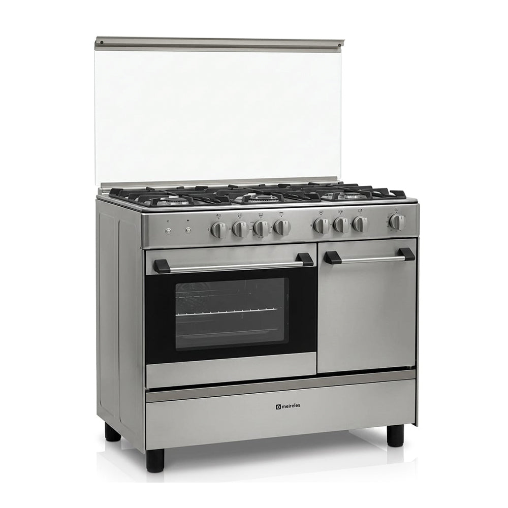 Meireles 90x60cm With Bottle Compartment, 5 Gas Burners - [Cast Iron Inox], MEI-G5006X