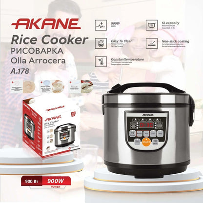 Akane, Rice Cooker Olla Arrocera With 5L Capacity Non Stick Coating, 900W