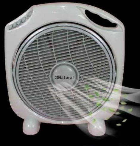 Natural, Box Fan 14', 3 Speeds, 50W Grey With Timer