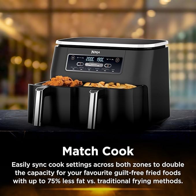Ninja, Foodi Dual Zone Digital Air Fryer, 2 Drawers, 7.6L, 6-In-1, Uses No Oil, Air Fry, Af300