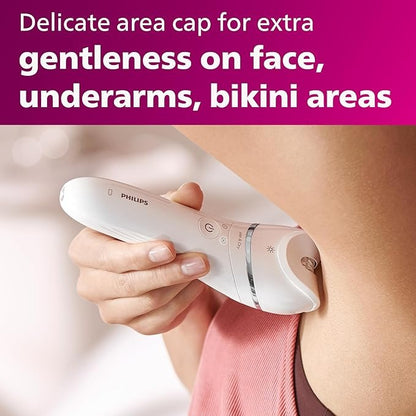 Philips, Bre720/14 Epilator Series 8000 Wet And Dry Cordless Hair Removal For Legs And Body With 8 Accessories, White