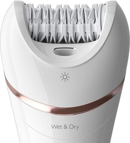 Philips, Bre720/14 Epilator Series 8000 Wet And Dry Cordless Hair Removal For Legs And Body With 8 Accessories, White