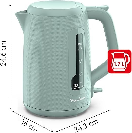 Moulinex, Electric Kettle 1.7 L, 2400W Auto Stop, Eucalyptus, BY2M1310