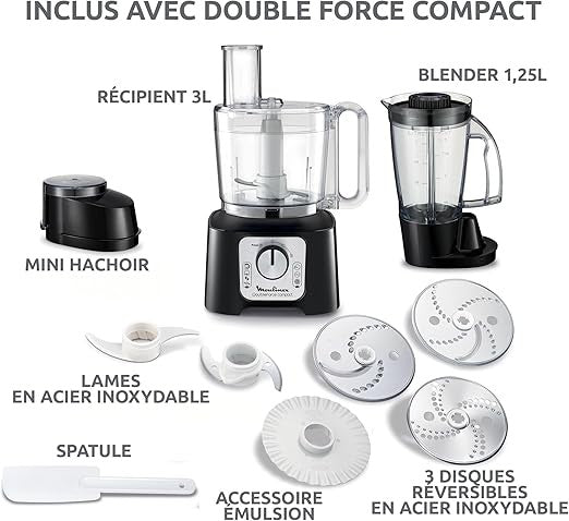 Moulinex, Double Force Compact Food Processor Multi-Function 800W