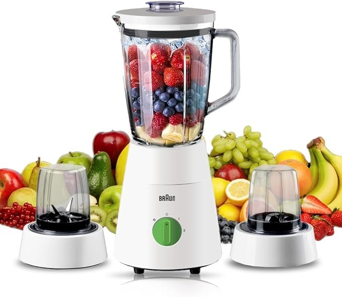 Braun, Blender 3 In 1, 500W, 1.75L, Glass Jug, 2 Speeds, Jb0153Wh