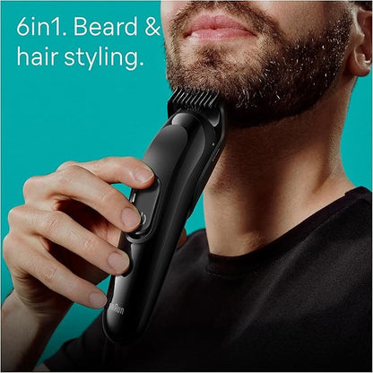Braun, 6-In-1 Multigroom, Beard Trimmer, Hair Trimmer For Face Waterproof