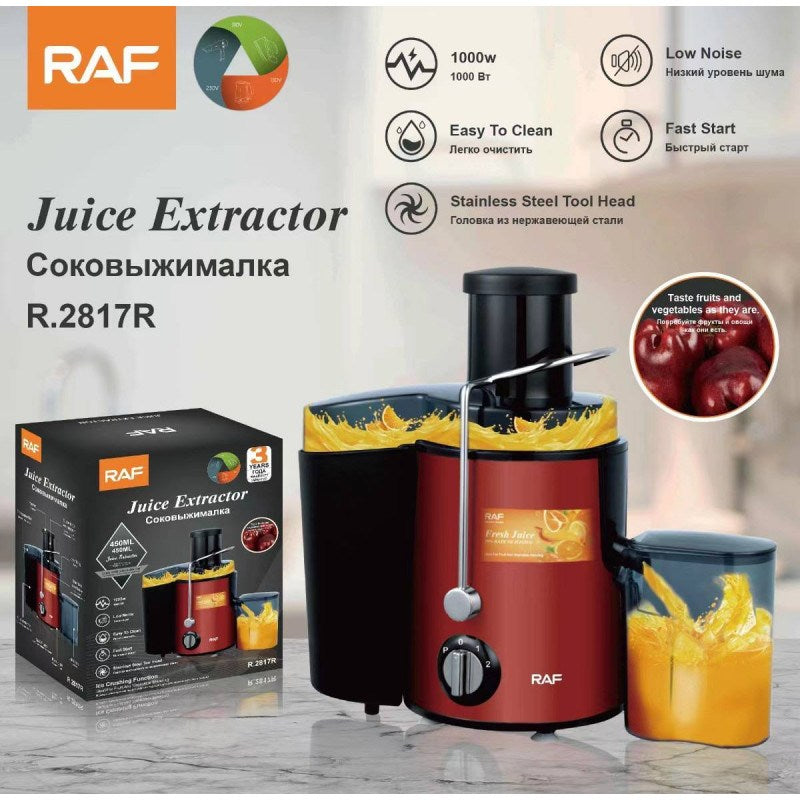 Raf, Juice Extractor R.2817R, 1000W, 600Ml, Easy To Clean, Low Noise , Stainless Steel Tool Head