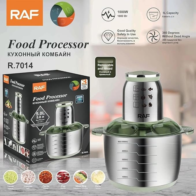 RAF, Food Chopper, 1000W, 6L, 360 Degree, Sharp Blades, Stainless Blades