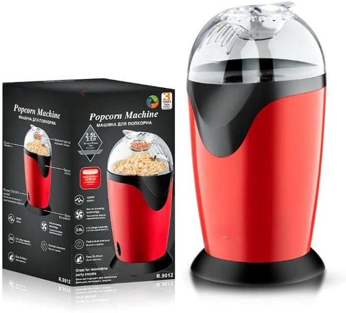 RAF, Popcorn Makers Home Made Mini Popcorn Machine Automatic, 2.5L, 1200W