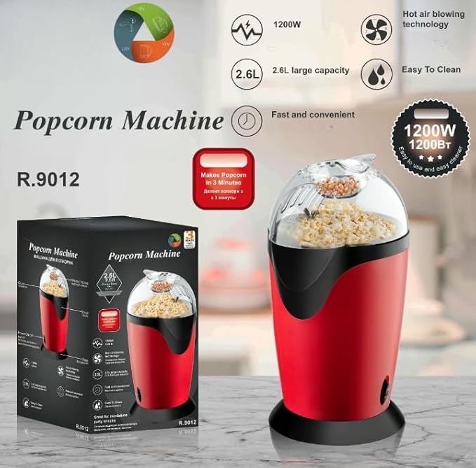 RAF, Popcorn Makers Home Made Mini Popcorn Machine Automatic, 2.5L, 1200W