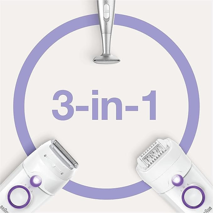 Braun, Silk-?pil 5, SE 5-825 Power Epilator with Electric Razor Head and Bikini Trimmer, Wired