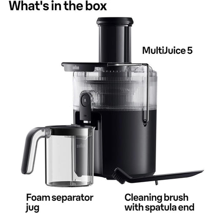 Braun, Multijuice 5 Sj5000, Centrifugal Juicer With Coldxtract Technology, 75Mm Feed Opening, 1.5L Juice Container