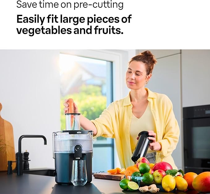 Braun, Multijuice 5 Sj5000, Centrifugal Juicer With Coldxtract Technology, 75Mm Feed Opening, 1.5L Juice Container