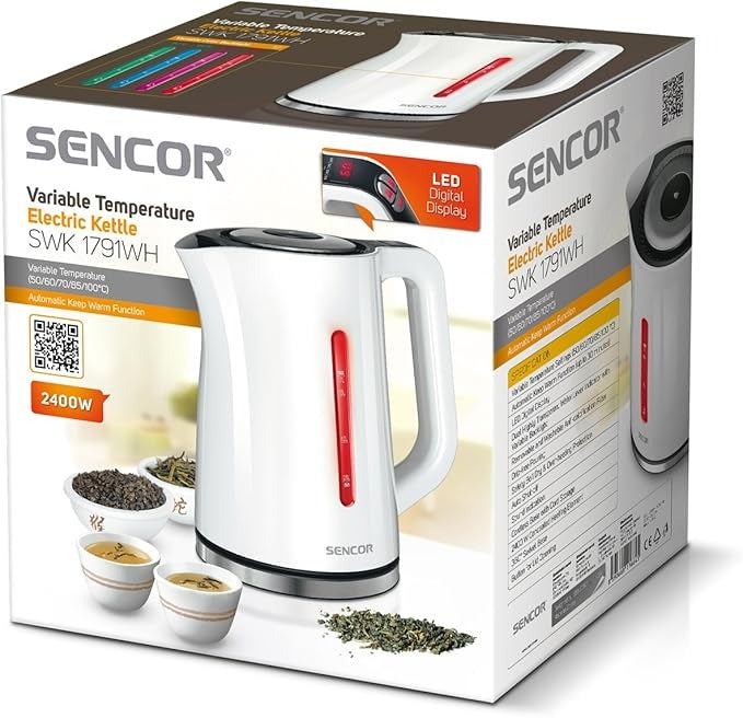 Sencor, Electric Kettle - 1.7 Liter,2400W Digital Temp