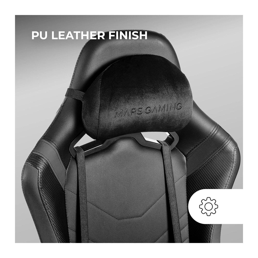 Mars, Gaming Mgc-Pro, Professional Gaming Chair, Square Armrest, Neck + Back Soft-Touch Cushions, Leatherette, Available in Different Colors