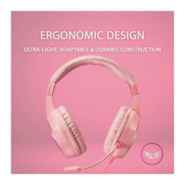 Mars, Gaming Mh122 Frgb Headphones+Mic, Hifi, Noise Cancel, Universal Compatibility, Pink