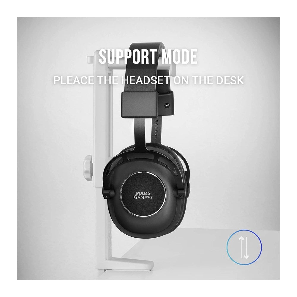 Mars, Gaming Mhh2 2In1 Headset Holder+Stand, 360?, Hook Design, Rubber Pads, White