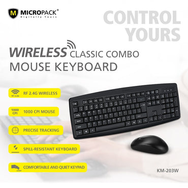 Micropack, Km-203W Classic Wireless Combo Keyboard & Mouse