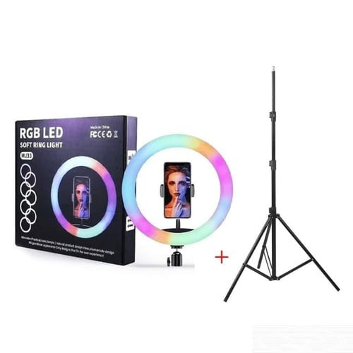 RGB, led,Soft Ring Light,360 degree Rotating pan tilt ,Free Adjustment of Light,MJ33 ,33cm,With Tripod