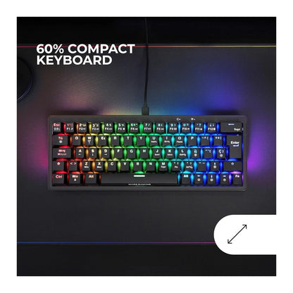 Mars, Gaming Mkminipro, Hot-Swappable Rgb Mechanical 60% Keyboard, Anti-Dust Blue Switches, Software, Us Layout, Available in Different Colors