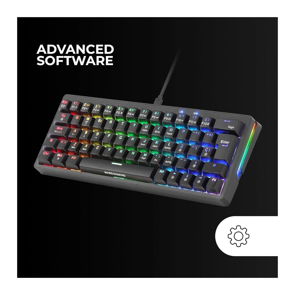 Mars, Gaming Mkminipro, Hot-Swappable Rgb Mechanical 60% Keyboard, Anti-Dust Blue Switches, Software, Us Layout, Available in Different Colors