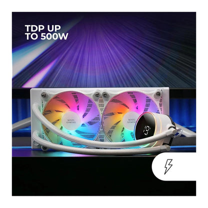 Mars, Gaming Ml-Lcd240, Watercooling Aio 500W Tdp, 2X Fdb Argb Fans, Lcd Temperature Display, White