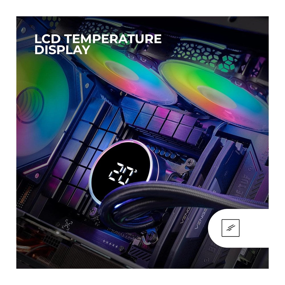 Mars, Gaming Ml-Lcd360, Watercooling Aio 600W Tdp, 3X Fdb Argb Fans, Lcd Temperature Display, Argb Mb Control, Black