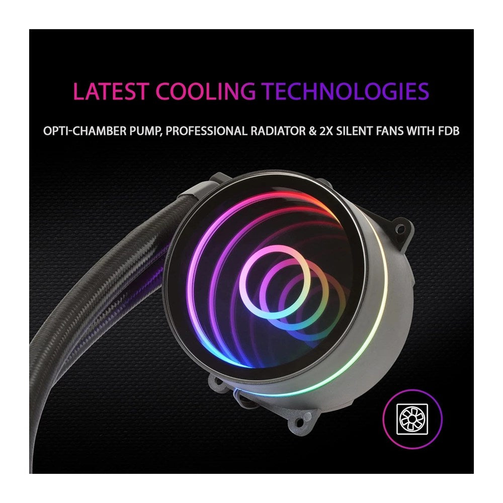 Mars, Gaming Ml-One240 Watercooling Aio, 2X12Cm Frgb Fan, Infinity Mirror, Black