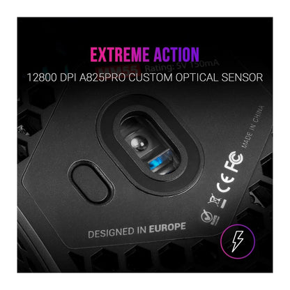 Mars, Gaming Mm55 Black Mouse, 12800Dpi, Extreme-Light 55G, Rgb, Paracord, Soft, Available in Different Colors