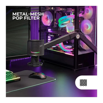 Mars, Gaming Mmic-Xt Ultra-High Def Argb Microphone,?192Khz 24Bit, Arm, Antivib+ Metal Filter, Usb, Black