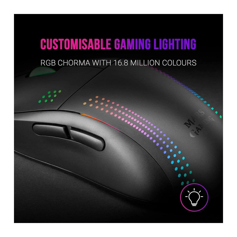 Mars, Gaming Mmpro Mouse, Ultralight, 32000Dpi, Rgb, Feather, Ambidextrous, Available in Different Colors