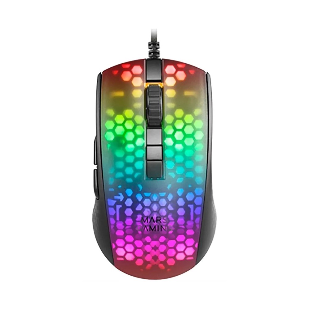Mars, Gaming Mmr Black Mouse, 12800Dpi, Extreme-Light 58G, Rgb, Paracord, Soft, Available in Different Colors