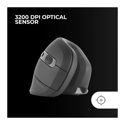 Mars, Gaming Mmw-Ergopro, Vertical Ergonomic Wireless Mouse, Folded Design, 3200Dpi Optical Sensor, Huano Switches, Black