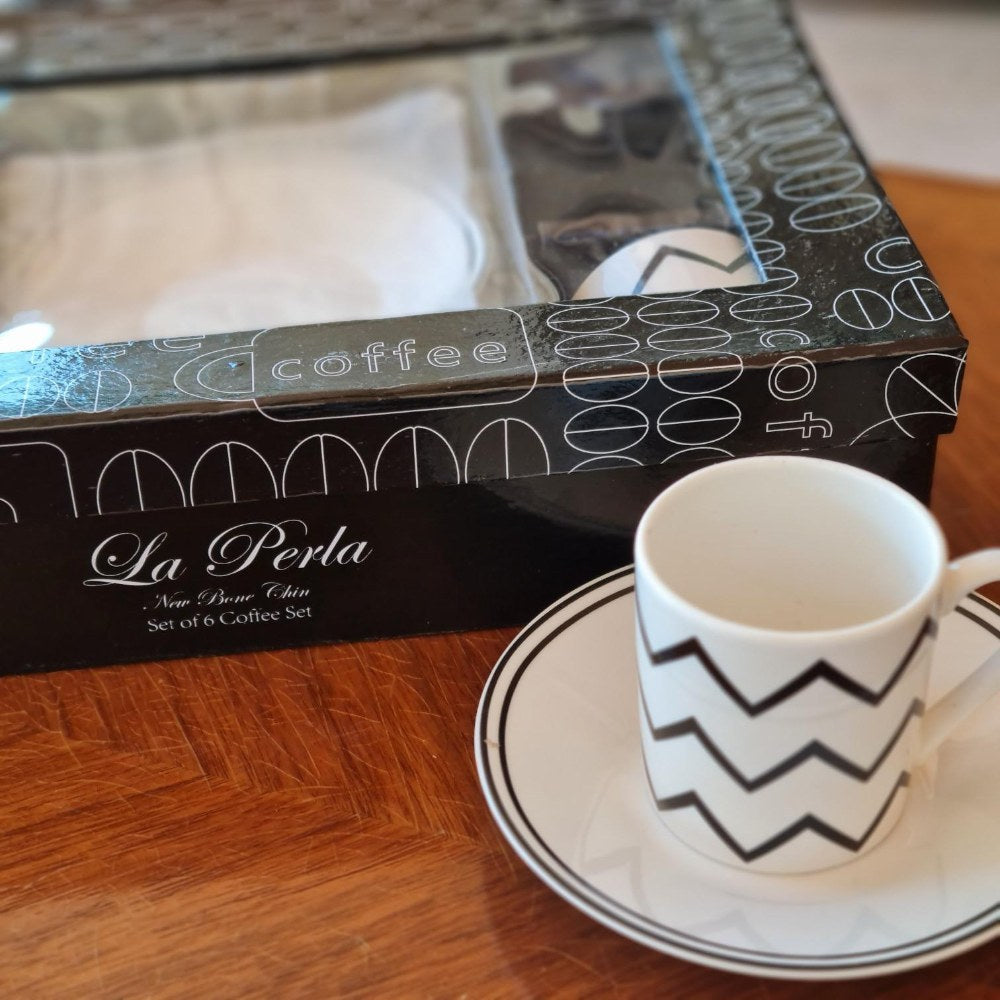 La Perla, New Bone China Coffee 6 Cups 90Cc With Saucers In Gift Box