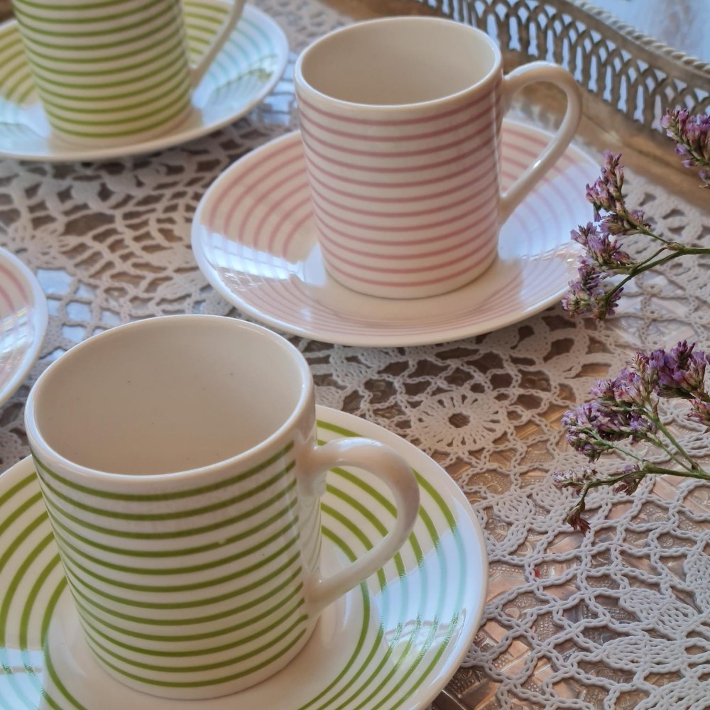 La Perla, New Bone China Coffee 6 Cups 90Cc With Saucers In Gift Box