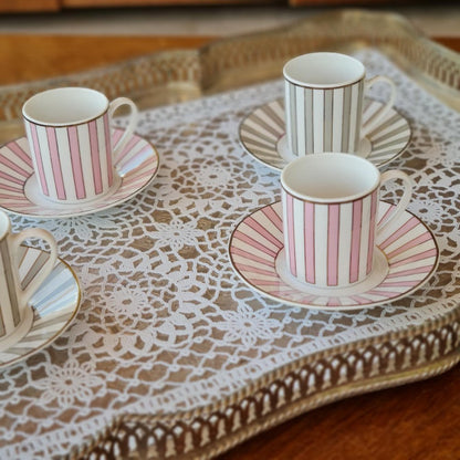 La Perla, New Bone China Coffee 6 Cups 90Cc With Saucers In Gift Box