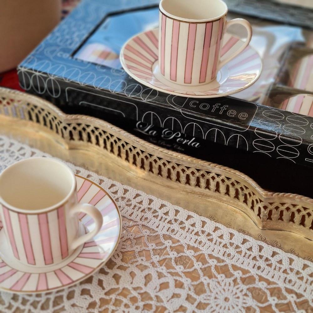 La Perla, New Bone China Coffee 6 Cups 90Cc With Saucers In Gift Box