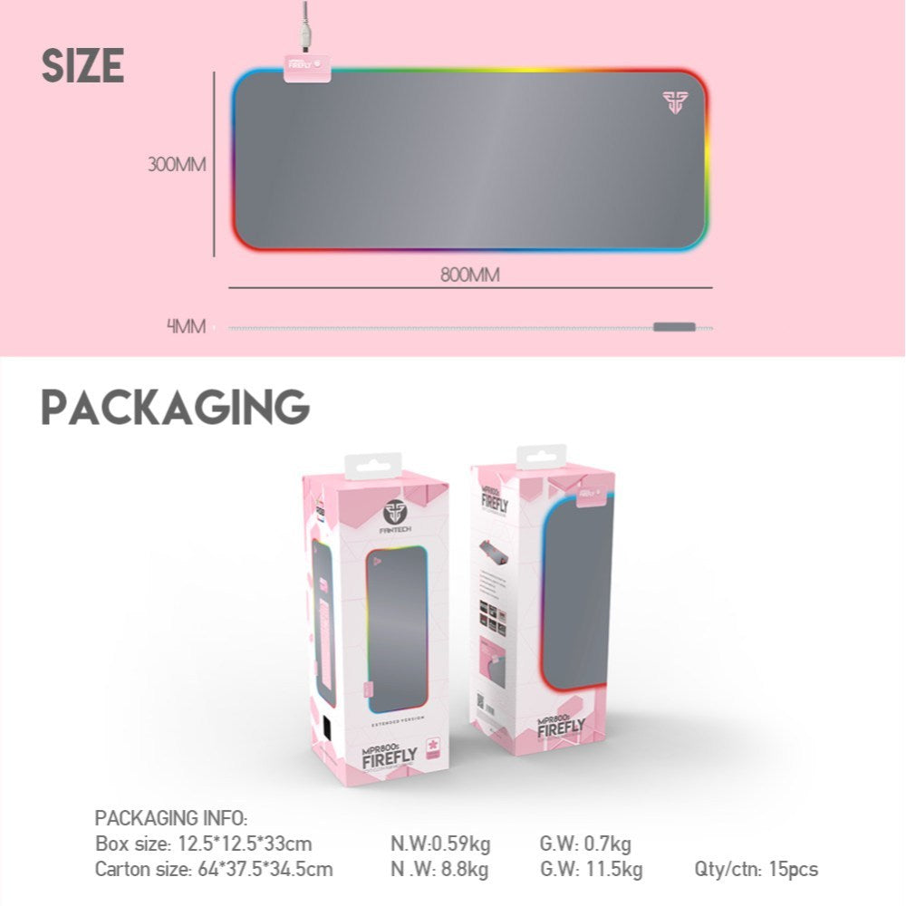 Fantech, Mpr800S Firefly Large Rgb Gaming Mouse Pad (Pink Sakura Edition)