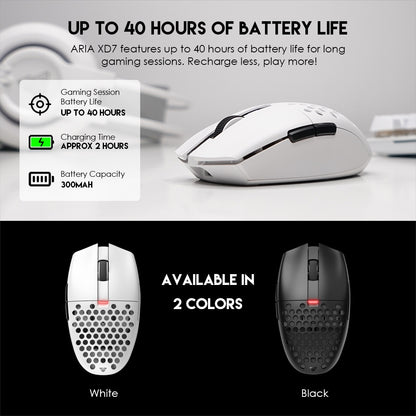Fantech, Xd7 Aria Go, 3 Mode Connection Wired, Bluettoth & Wireless, 26000Dpi, Ultra Light Weight, Built-In Rechargeable Battery, Pro Gaming Mouse